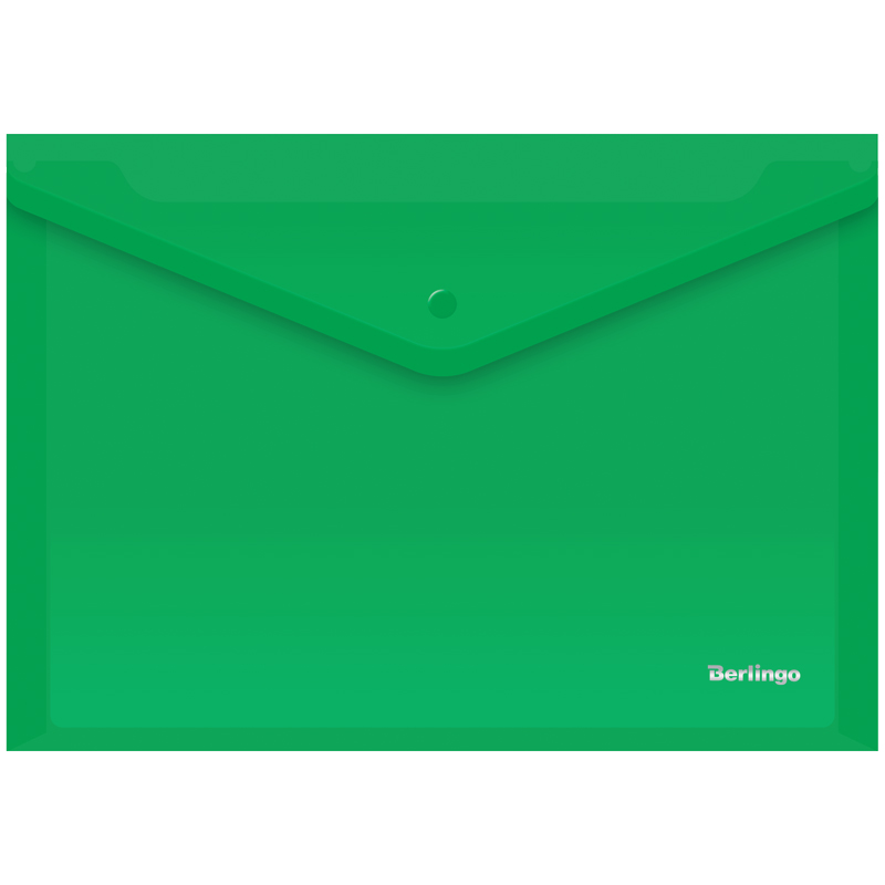 Фото Папка-конверт на кнопке Berlingo, А4, 180мкм, зеленая